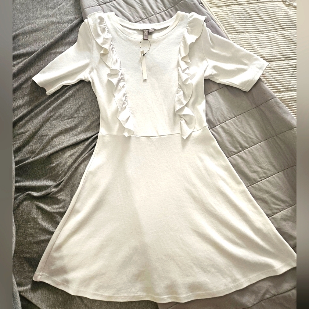 ASOS White Ruffled Womens Dress Size 4 NWT